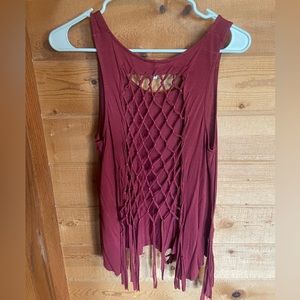 Red Crochet Tank Top